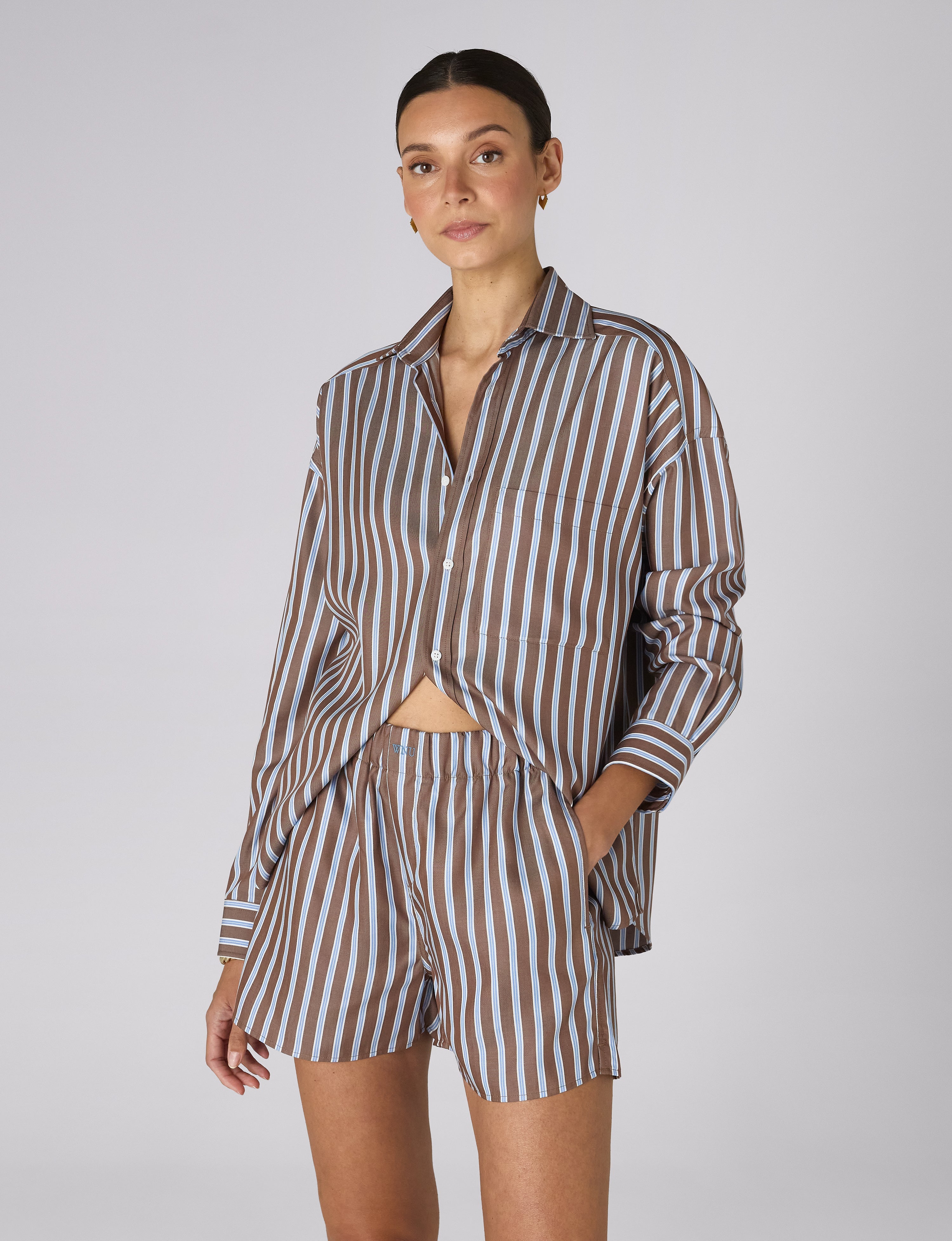 The Weekend: TENCEL™ Lyocell, Mocha Multi Stripe