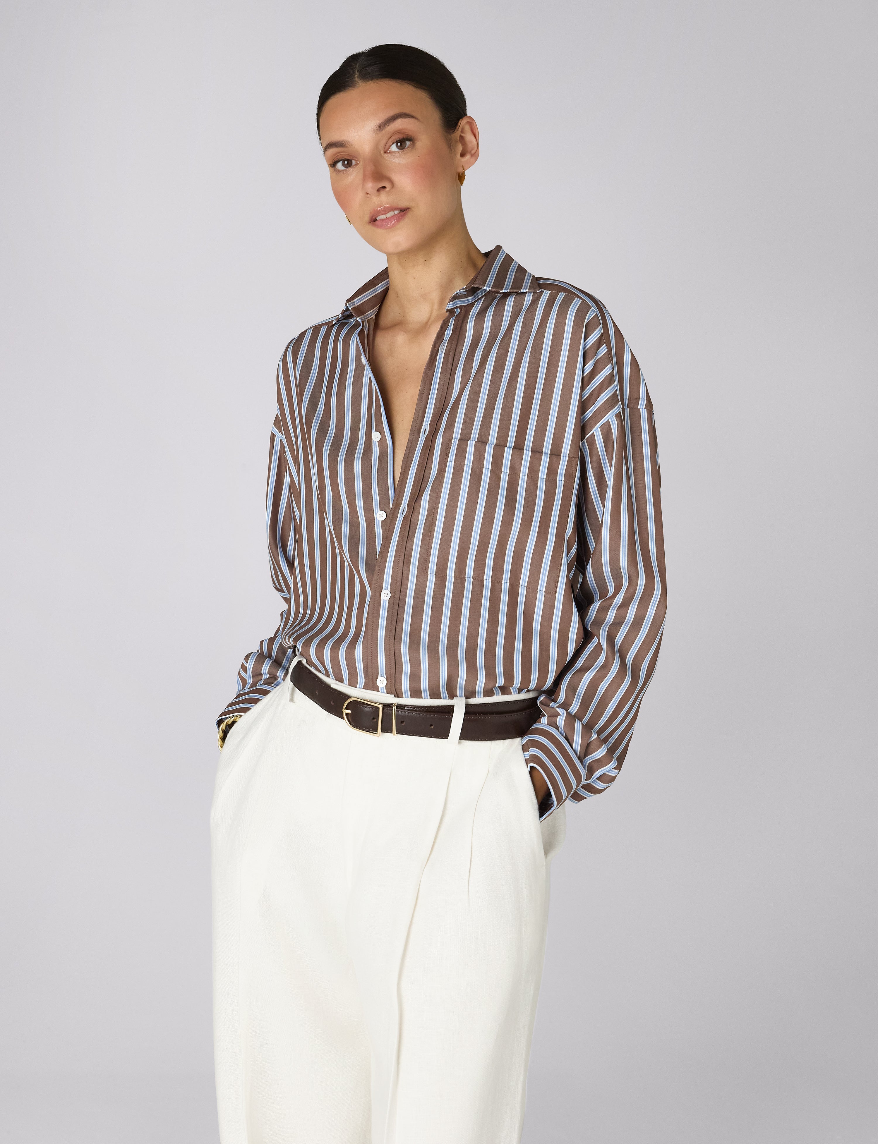 The Weekend: TENCEL™ Lyocell, Mocha Multi Stripe