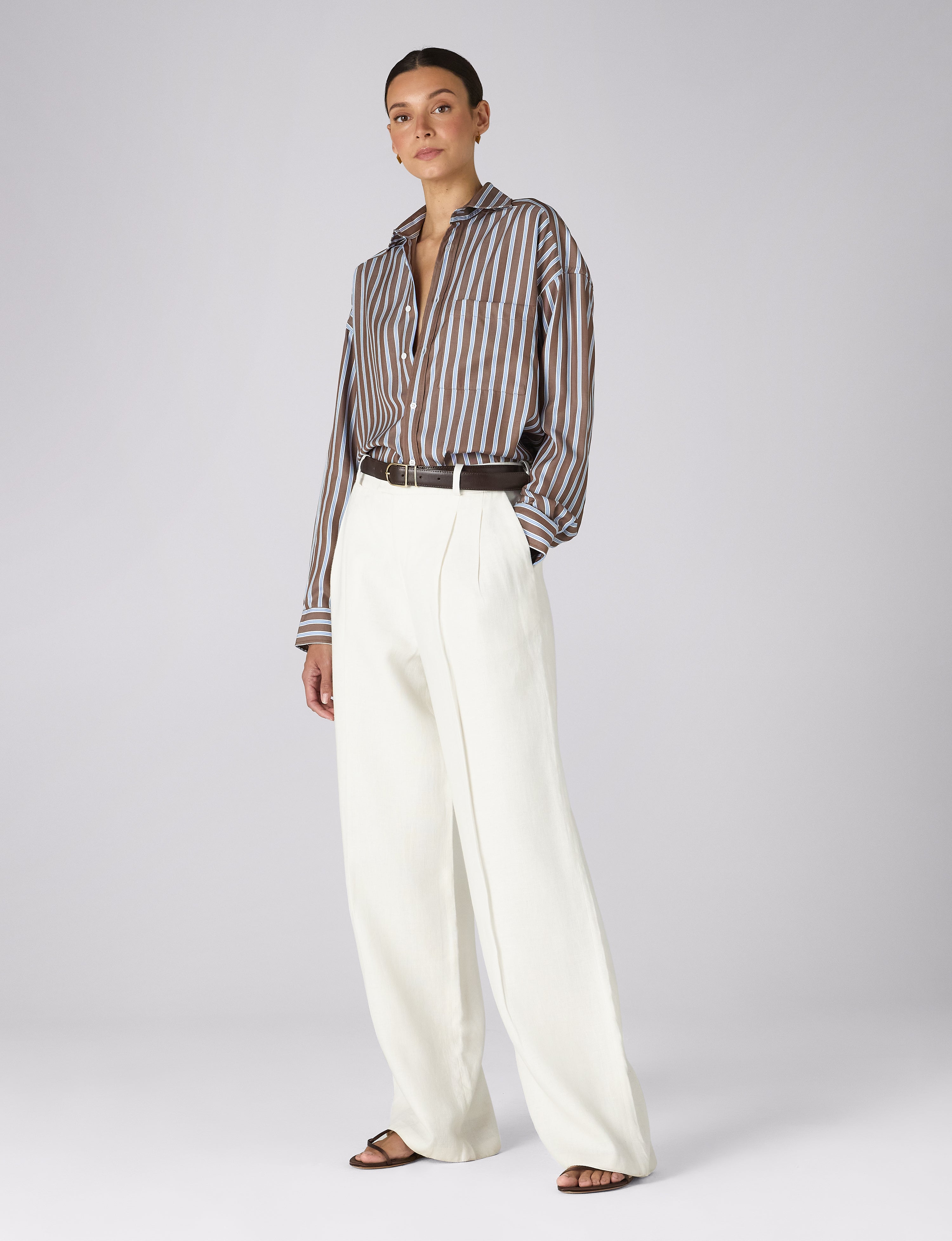 The Weekend: TENCEL™ Lyocell, Mocha Multi Stripe