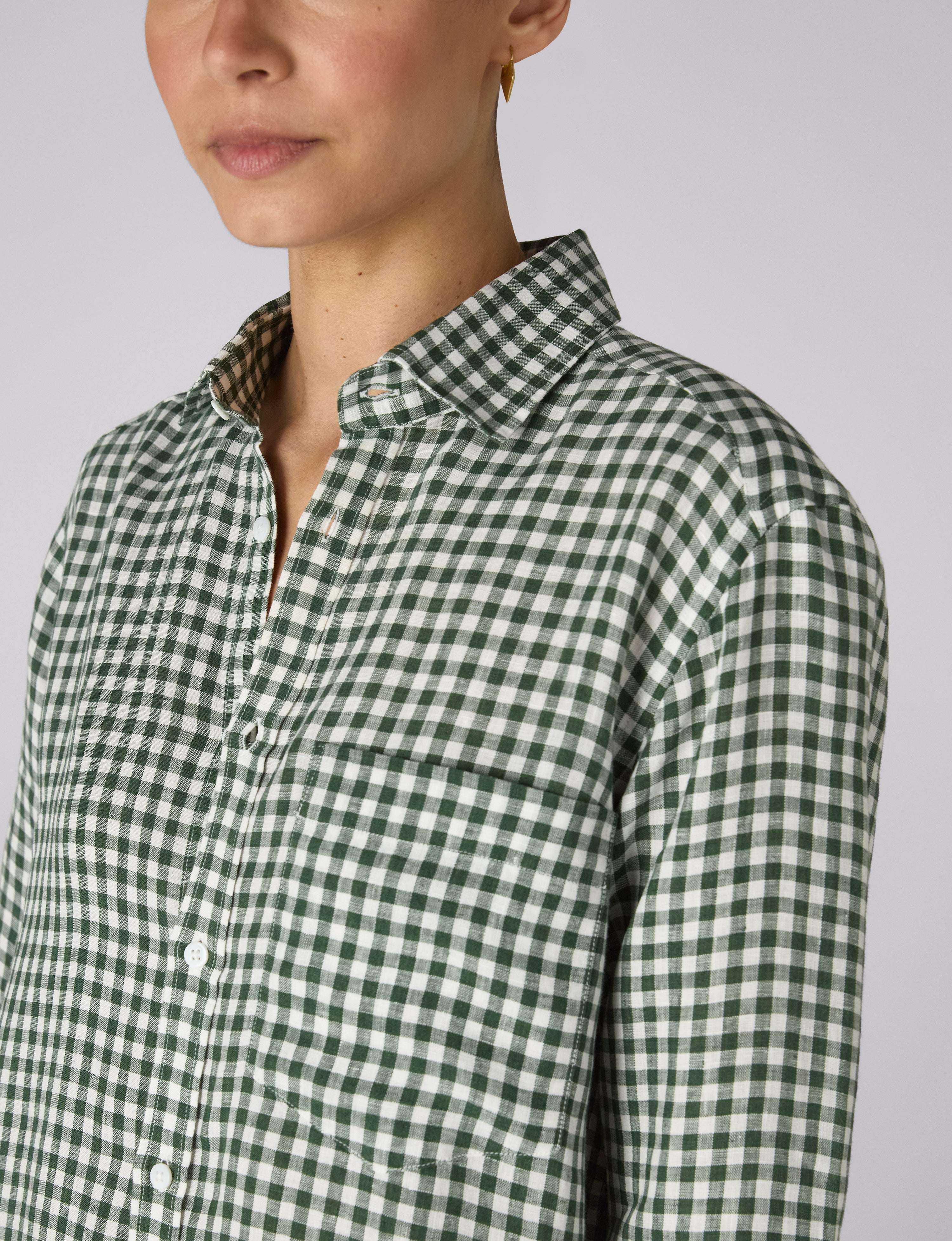 The Classic: Linen, Green Gingham