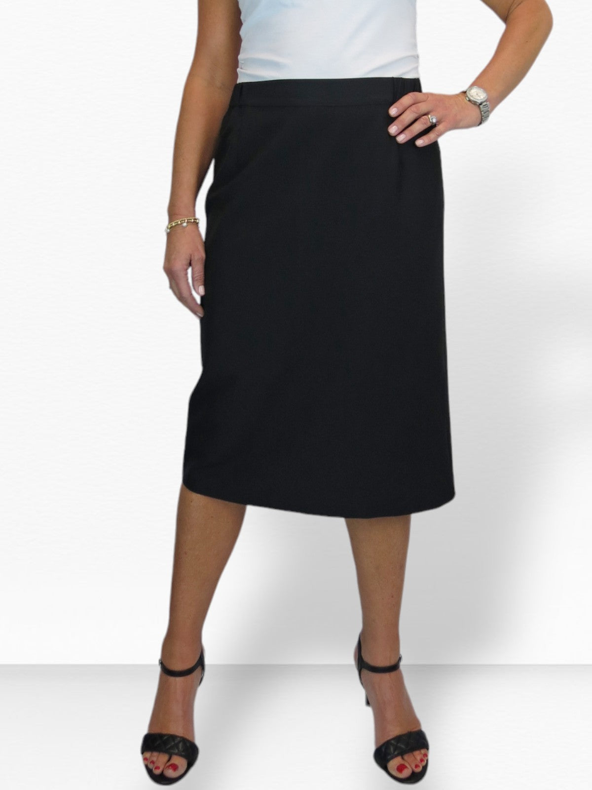 Women's Smart Elasticated Waist Pencil Skirt Black