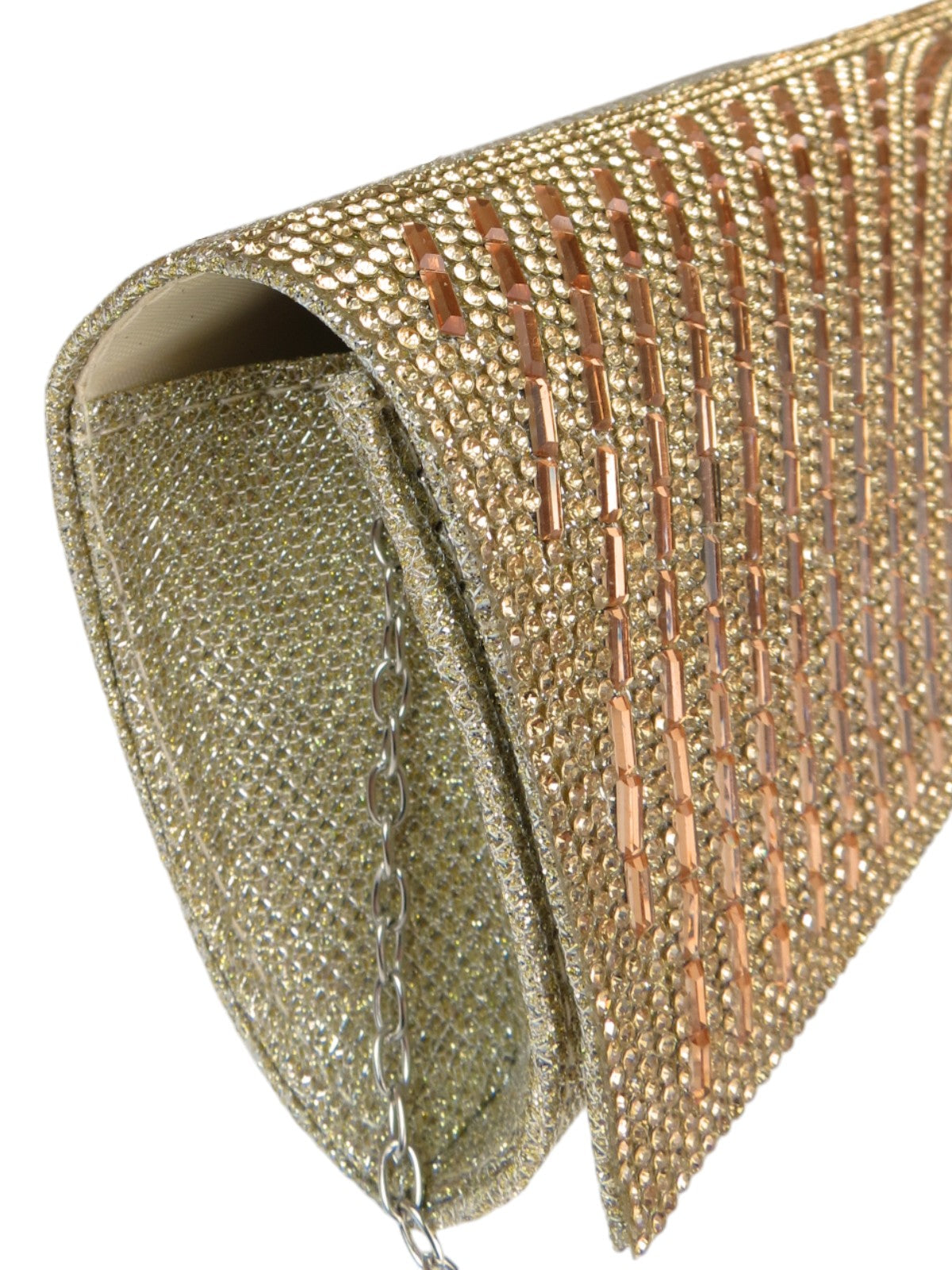Oval Pattern Diamante Clutch Bag Gold
