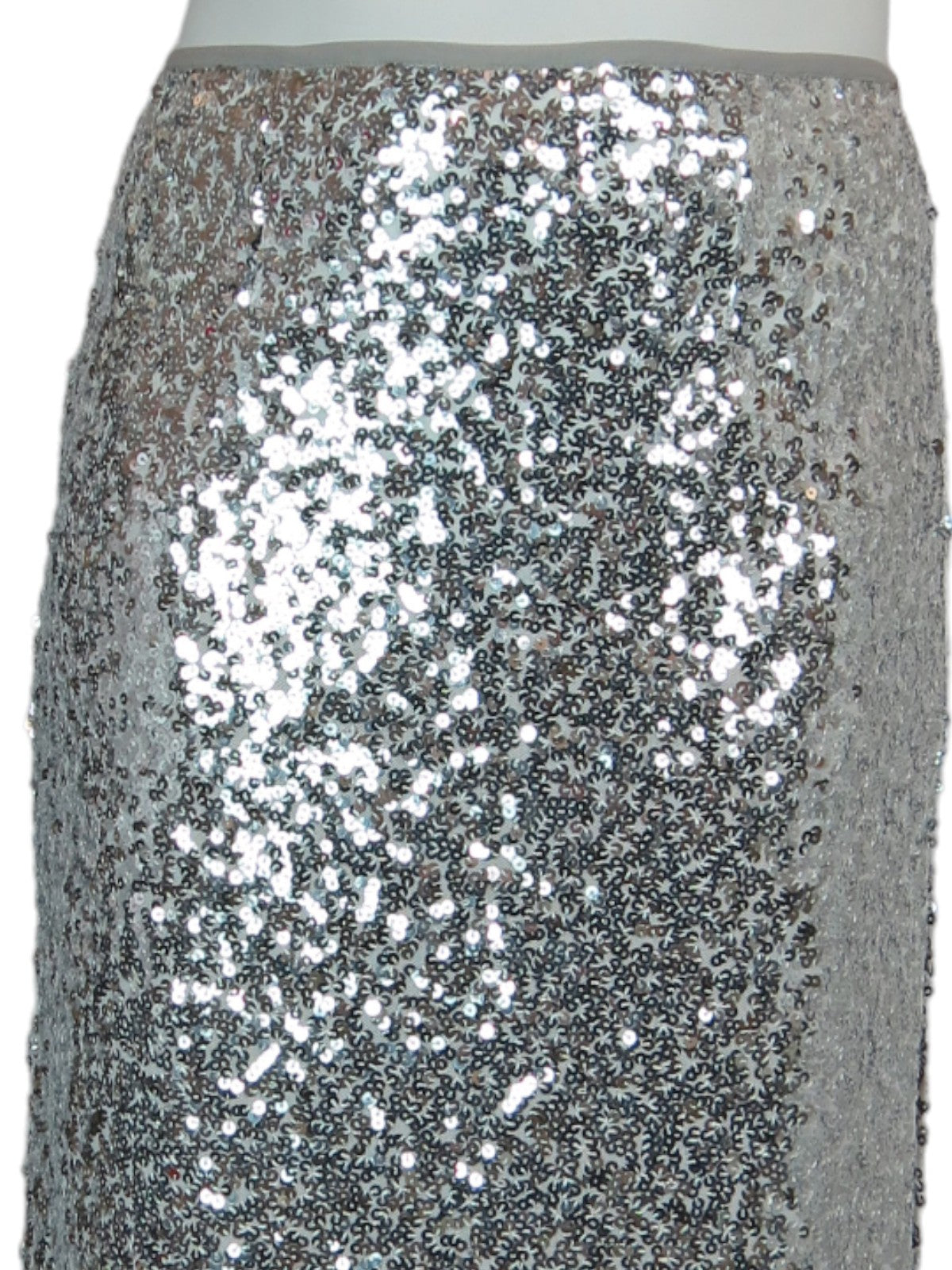 Women's Sequin Maxi Skirt With Side Slit Silver