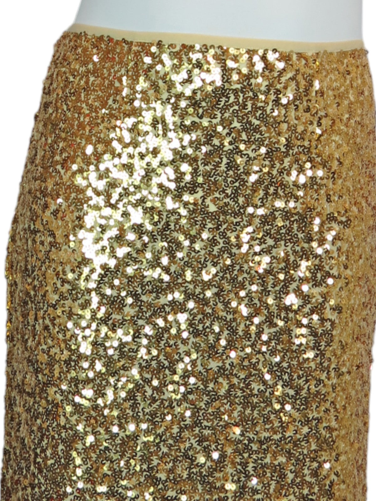 Women's Sequin Maxi Skirt With Side Slit Gold