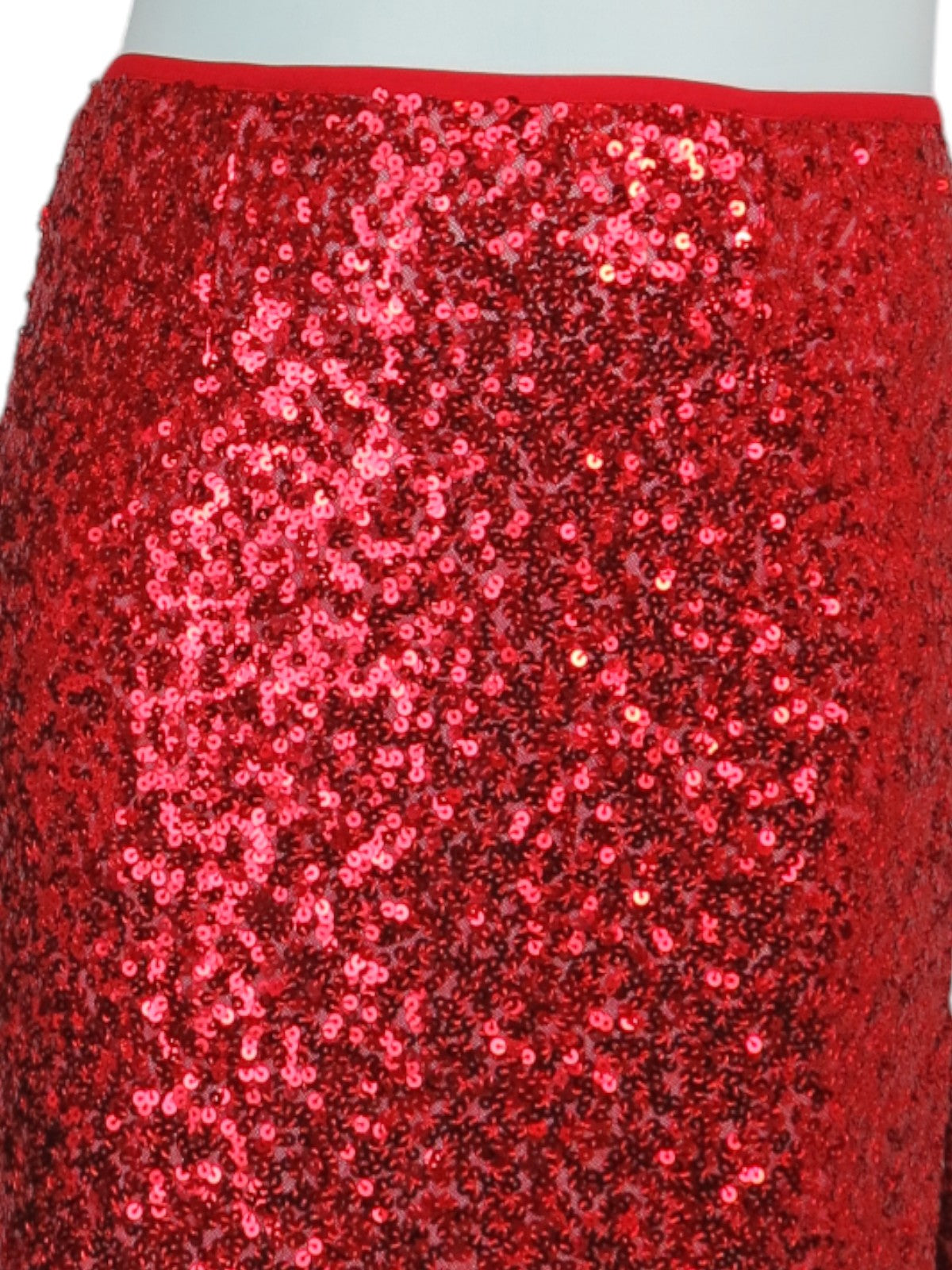 Women's Sequin Maxi Skirt With Side Slit Red