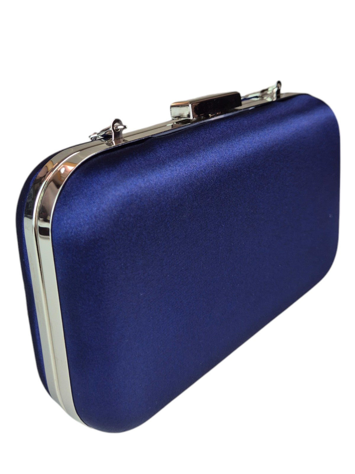 Bow Satin Clutch Bag Navy Blue