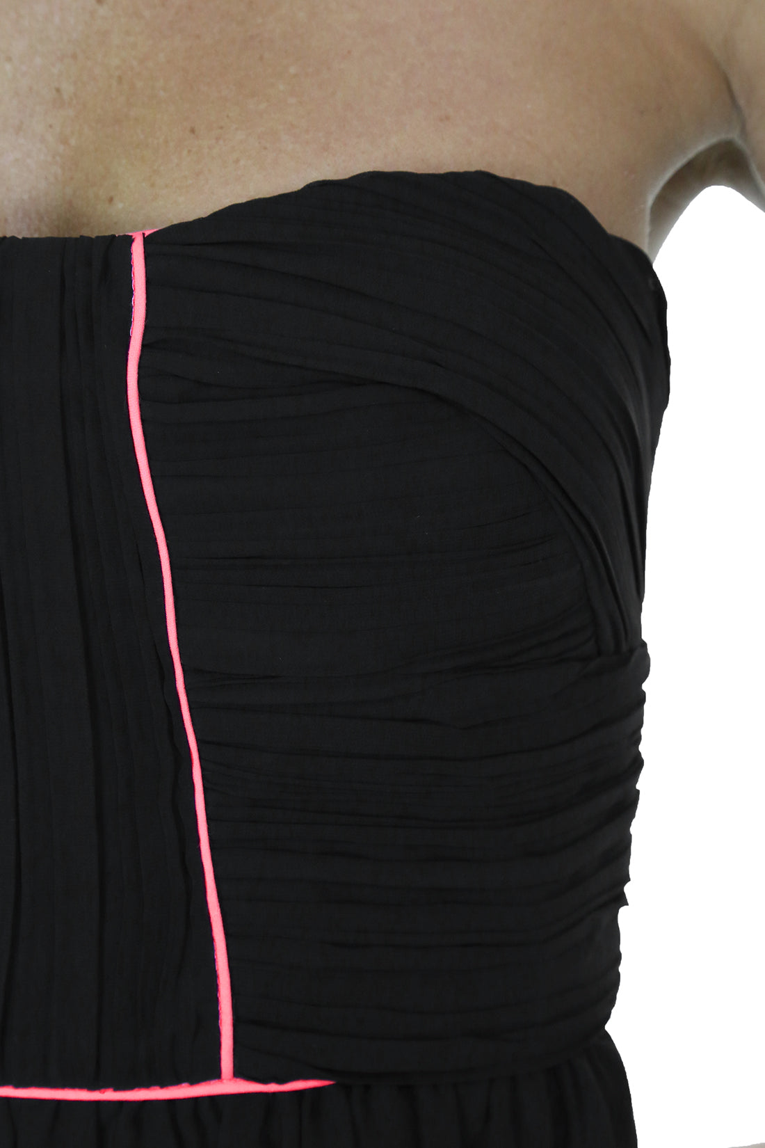 Strapless Skater Style Chiffon Dress Black