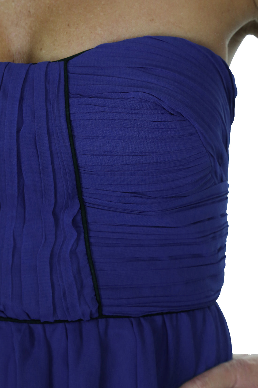 Strapless Skater Style Chiffon Dress Royal Blue