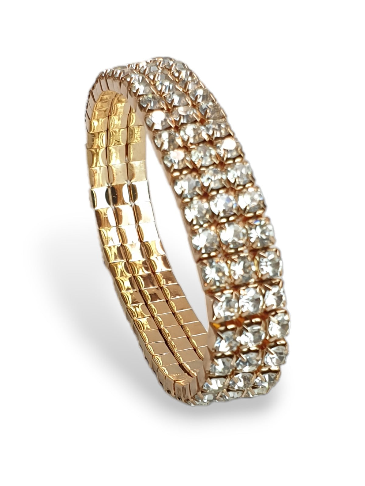 3/5 Row Stretchy Diamante Bracelet Gold