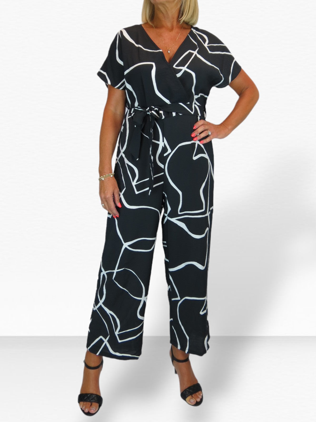 Black Belted Wrap Jumpsuit