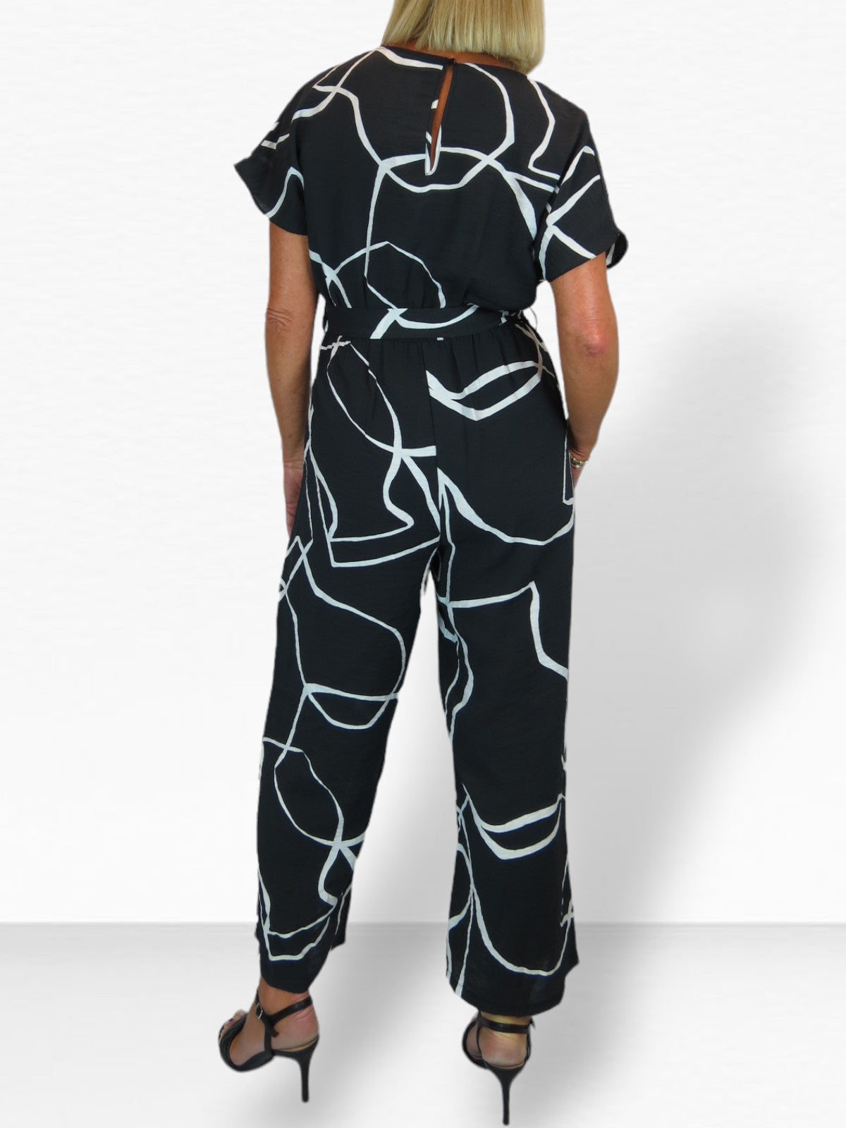 Black Belted Wrap Jumpsuit