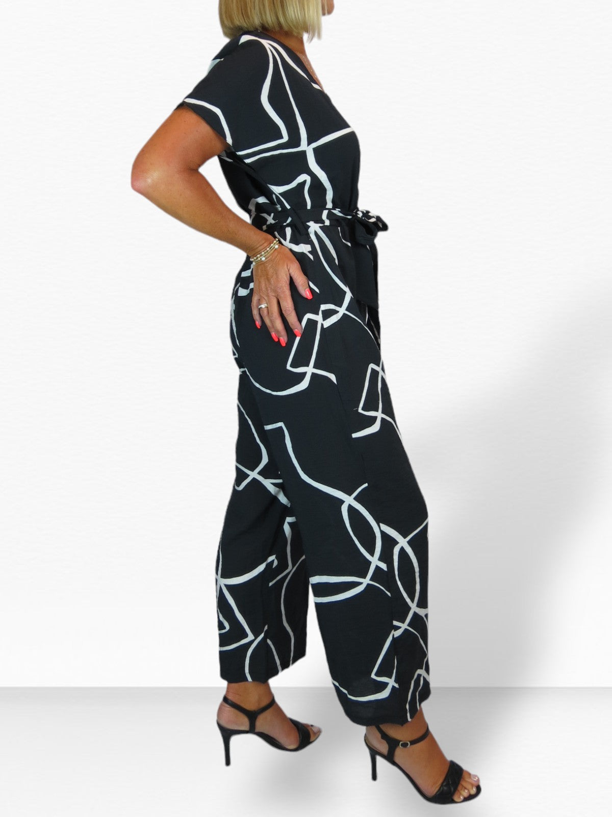 Black Belted Wrap Jumpsuit