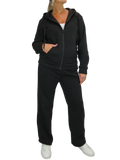 2 Piece Fleece Tracksuit Set Black