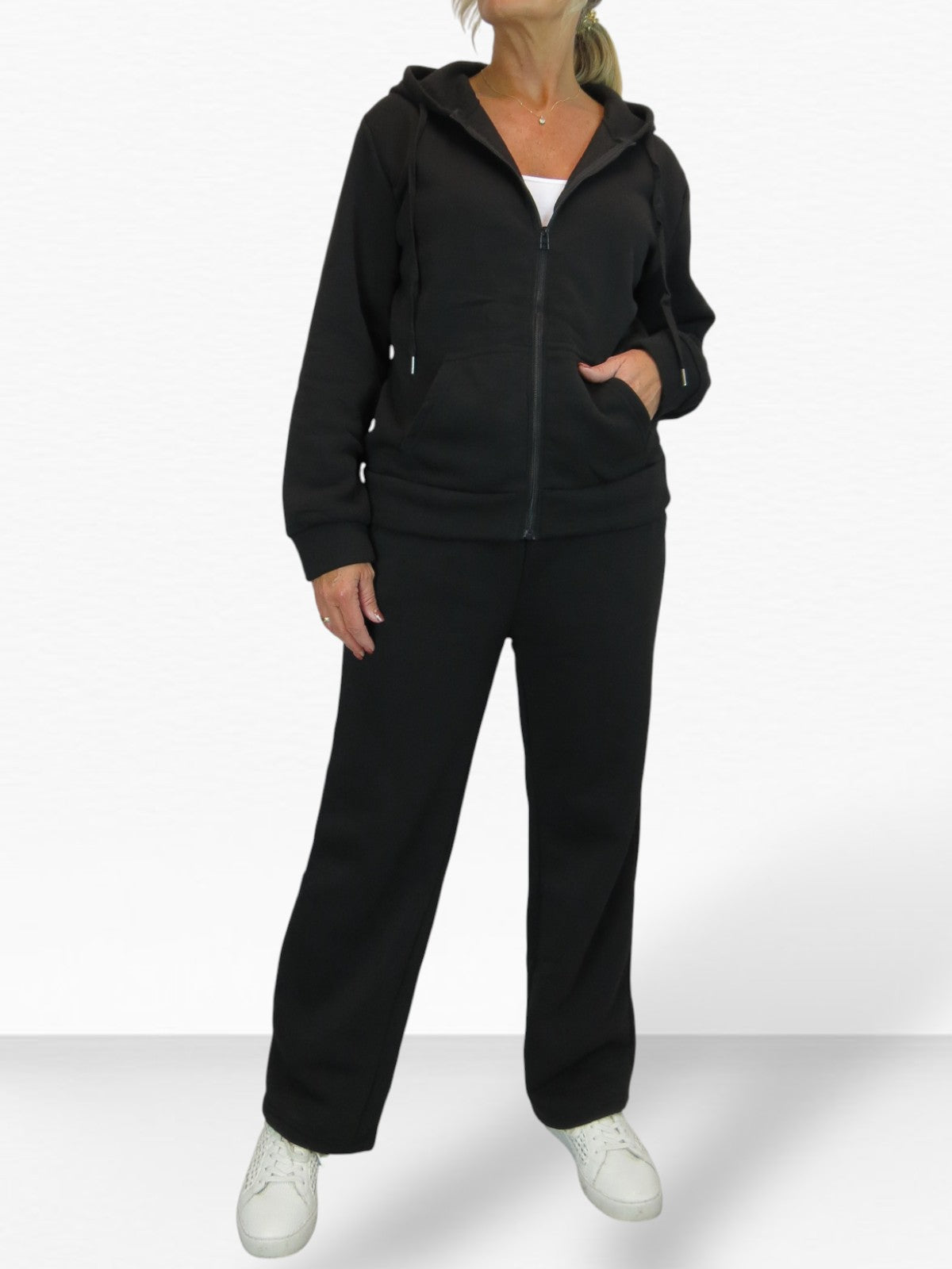2 Piece Fleece Tracksuit Set Black