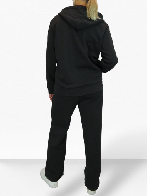 2 Piece Fleece Tracksuit Set Black