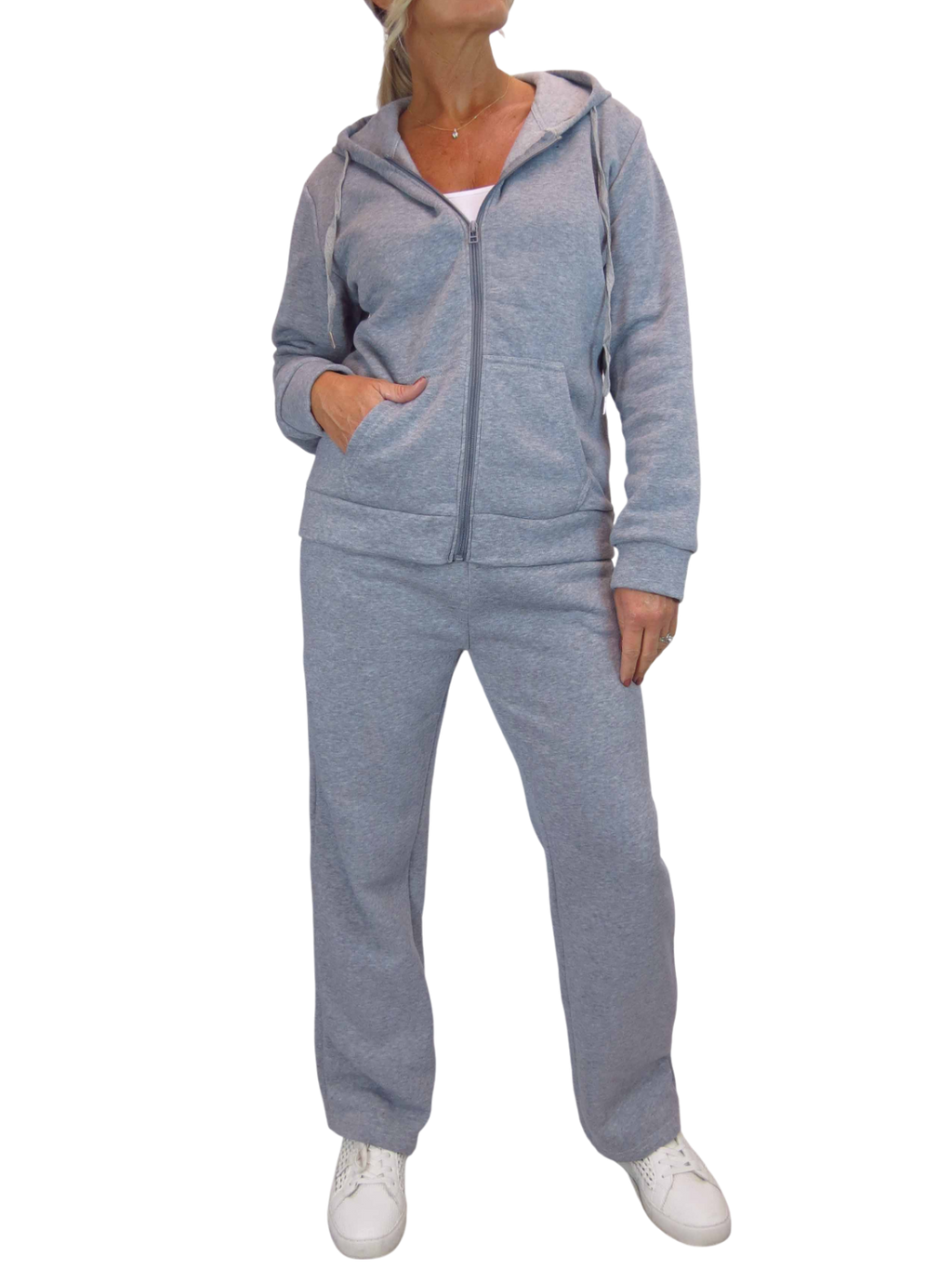 2 Piece Fleece Tracksuit Set Grey