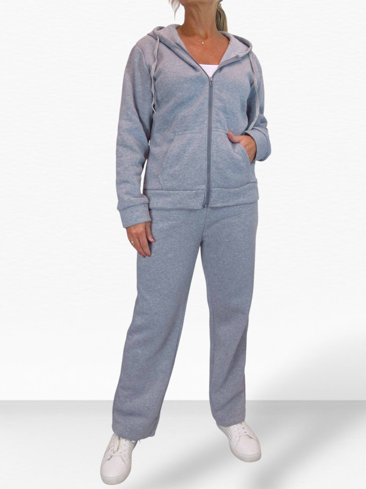 2 Piece Fleece Tracksuit Set Grey