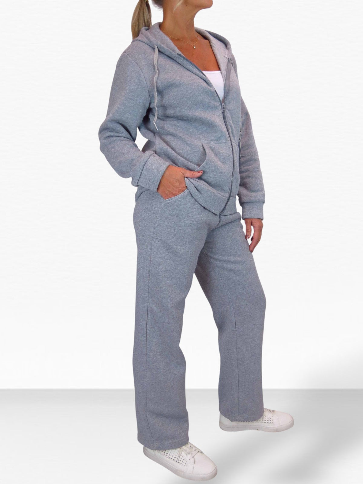2 Piece Fleece Tracksuit Set Grey