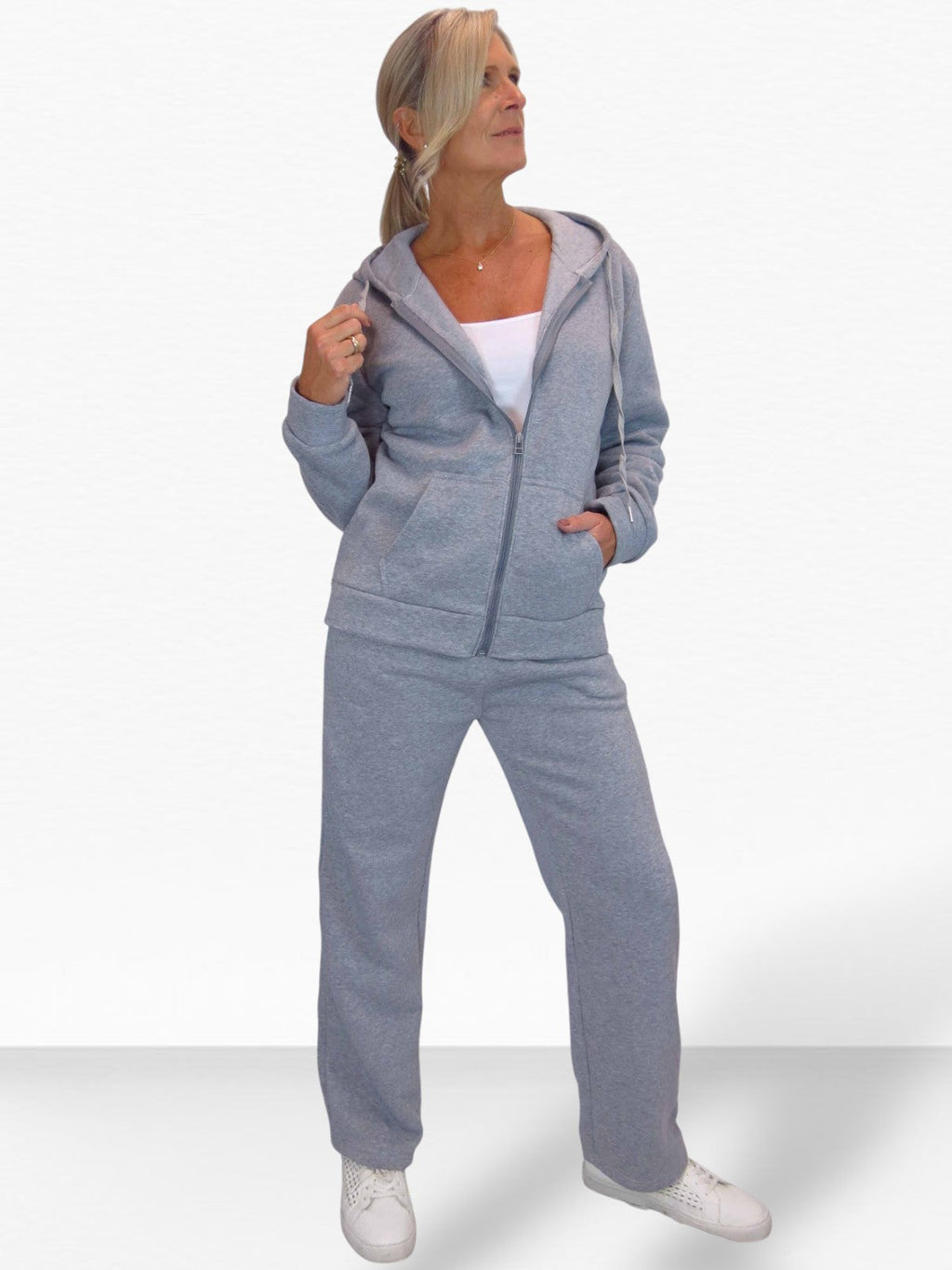 2 Piece Fleece Tracksuit Set Grey