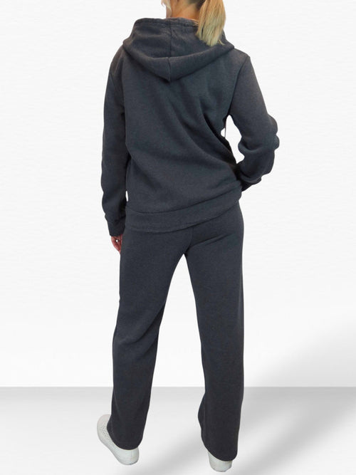 2 Piece Fleece Tracksuit Set Dark Grey