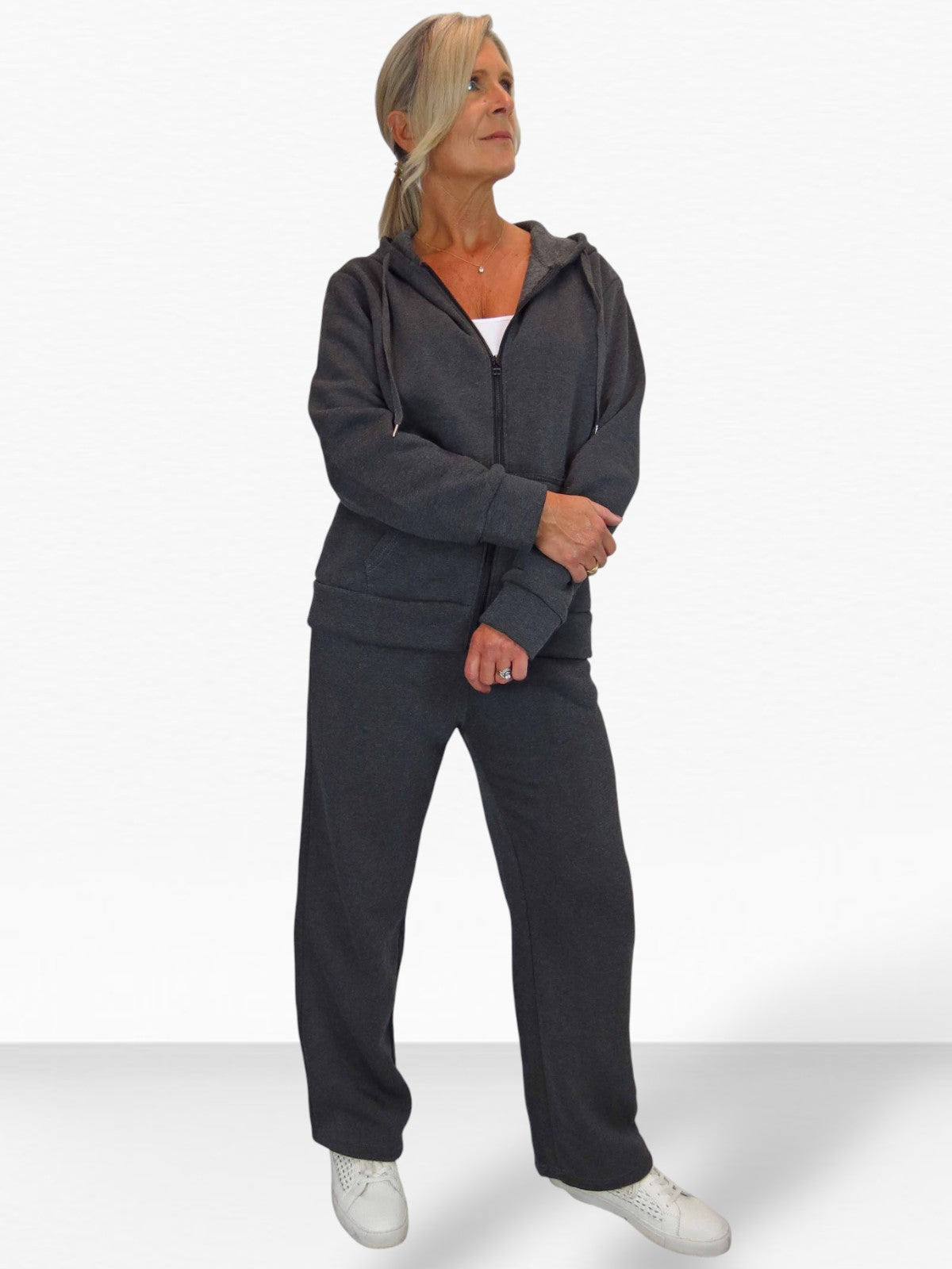 2 Piece Fleece Tracksuit Set Dark Grey