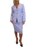 2 Piece V Neck Jacket and Midi Skirt Suit Lilac