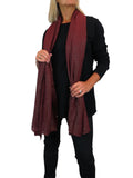 Golden Shimmer Evening Shawl With Pleated Crinkle Scarf Wine Red