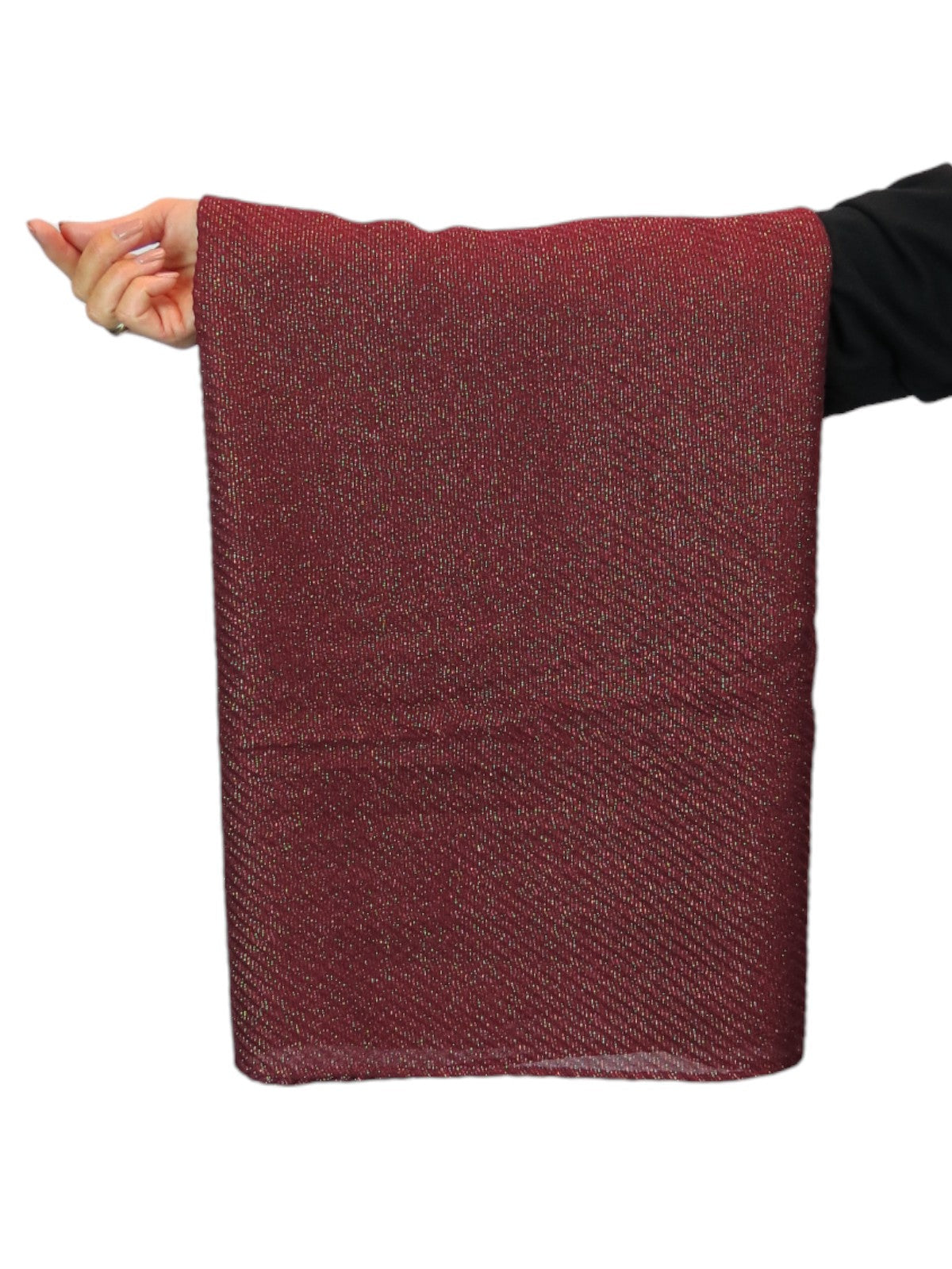 Golden Shimmer Evening Shawl With Pleated Crinkle Scarf Wine Red