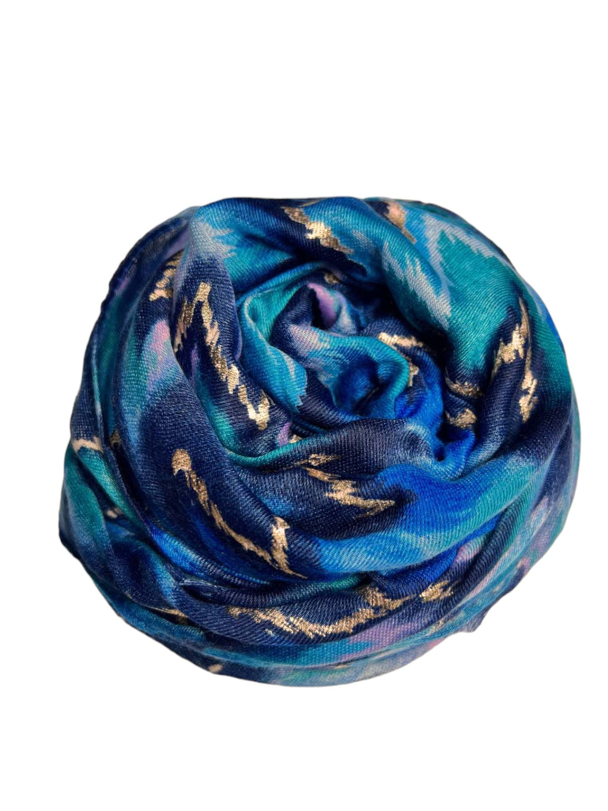 Golden Wave Design Fashion Scarf Oversized Scarves Blue