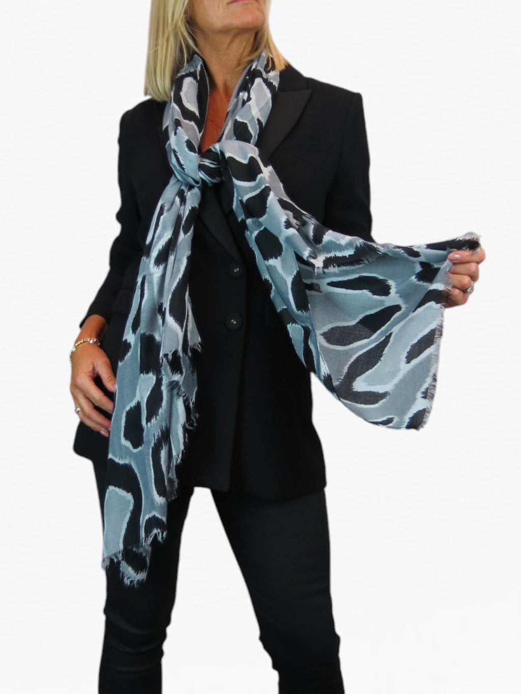 Leopard Spot Print Lightweight Shawl Scarf Grey