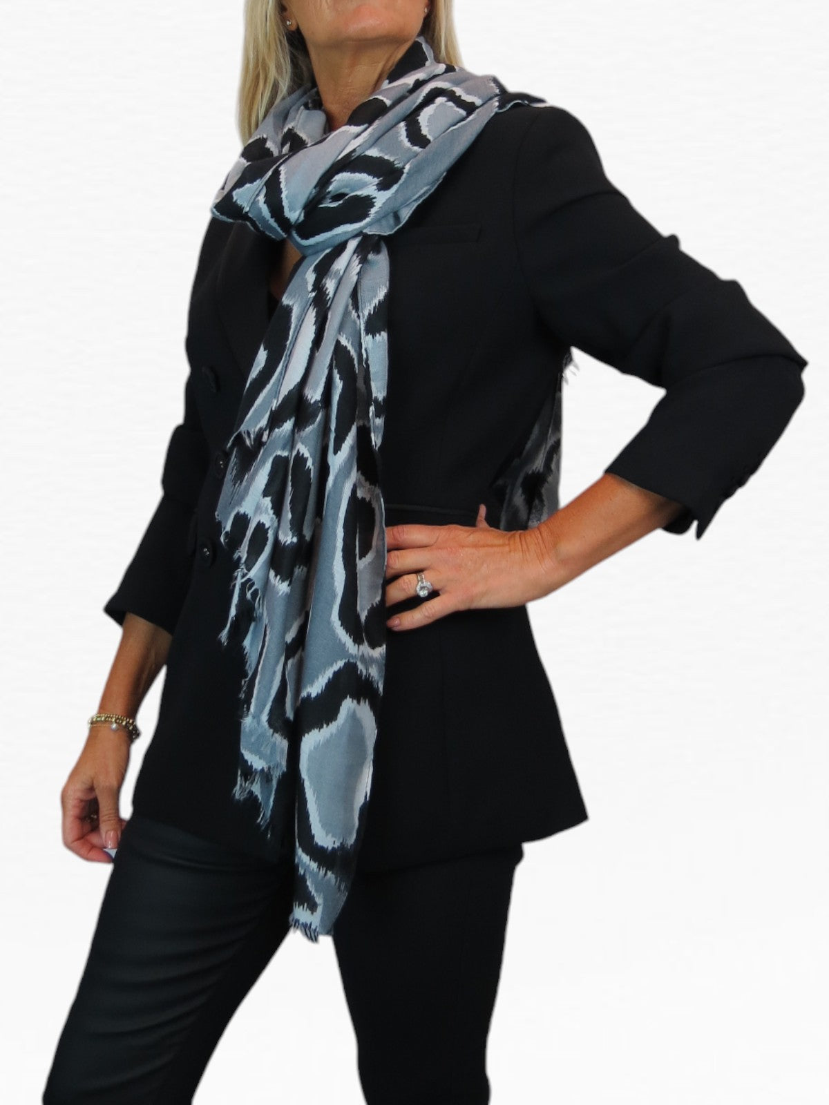 Leopard Spot Print Lightweight Shawl Scarf Grey