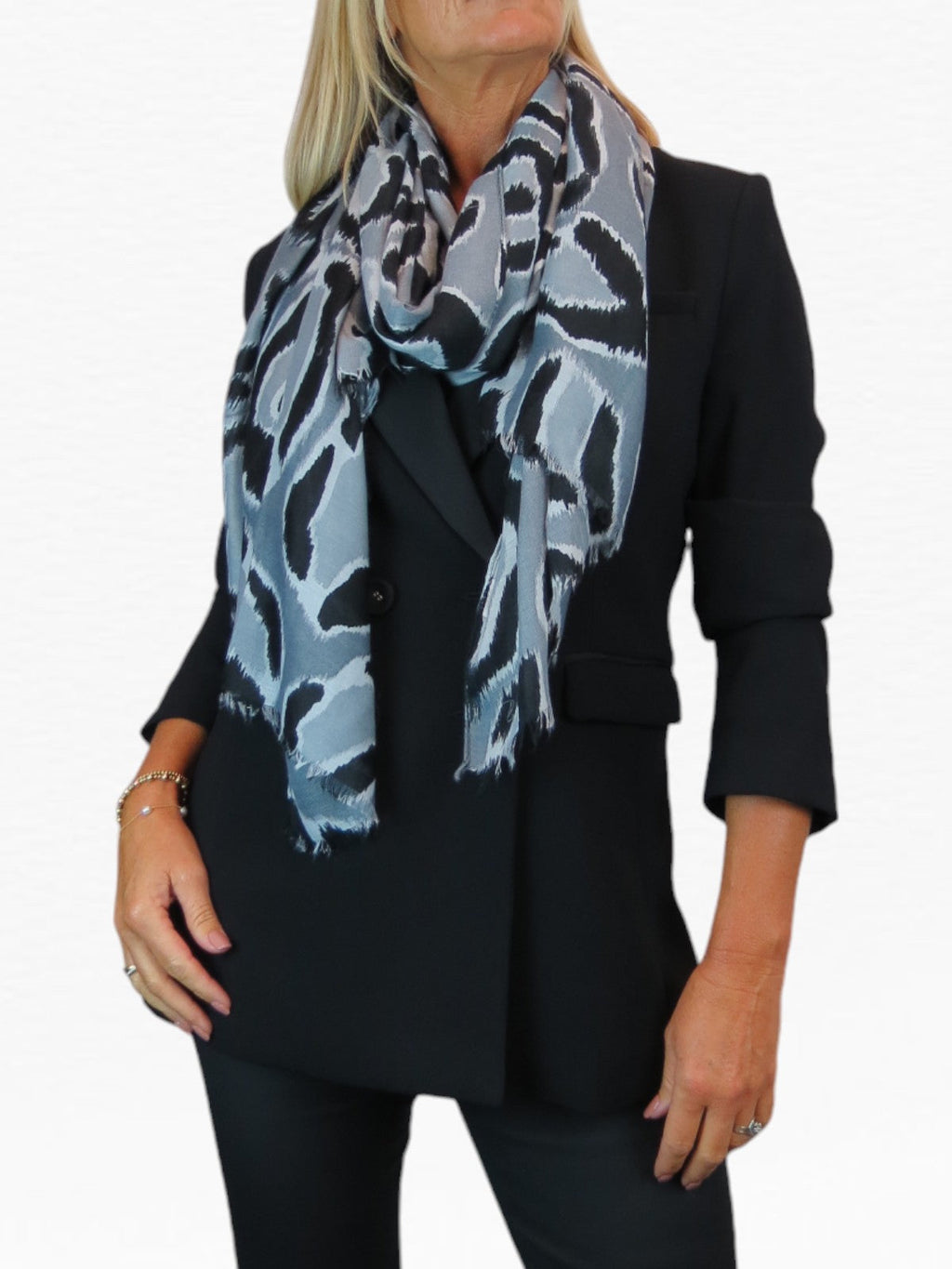 Leopard Spot Print Lightweight Shawl Scarf Grey