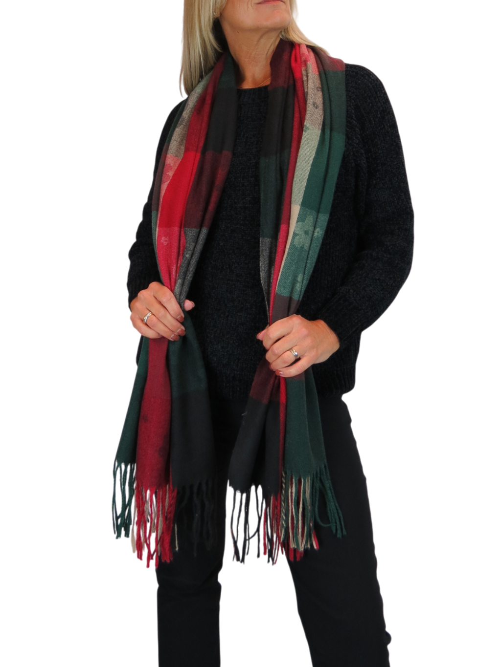 Wool Blend Scarf With Floral Details Bordeaux