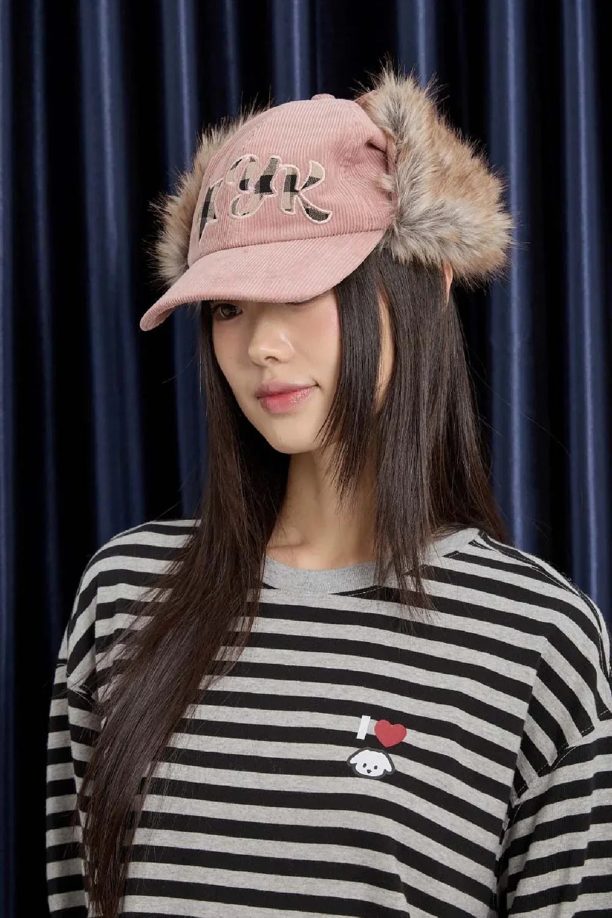 Corduroy Check Appliqué Trooper Cap