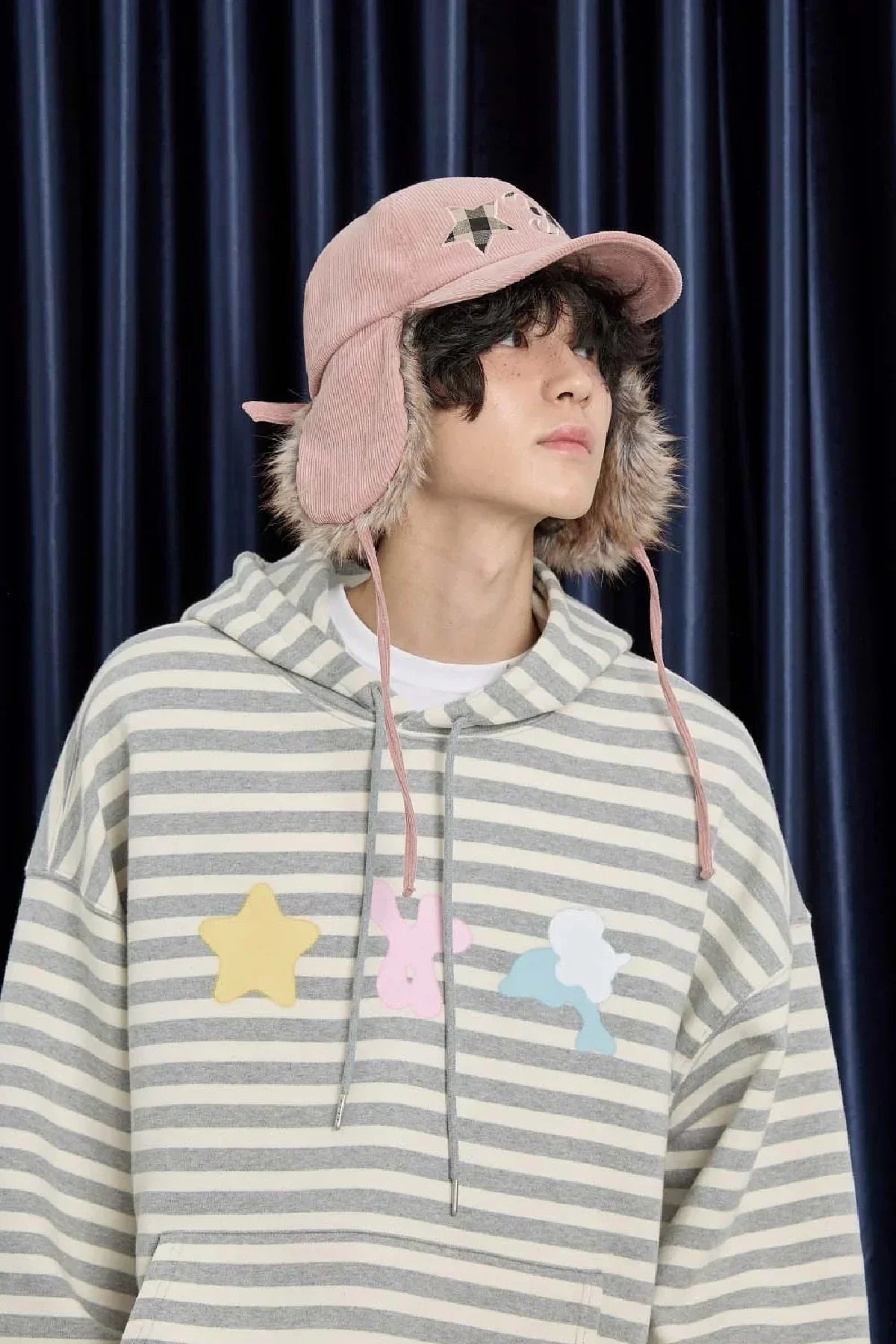 Corduroy Check Appliqué Trooper Cap