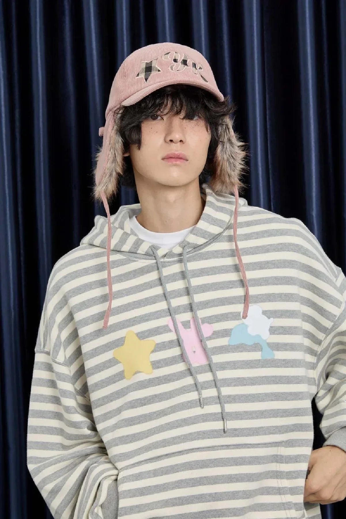 Corduroy Check Appliqué Trooper Cap